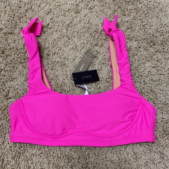 J. Crew Other - JCrew Bow shoulder scoop bikini top small NWT